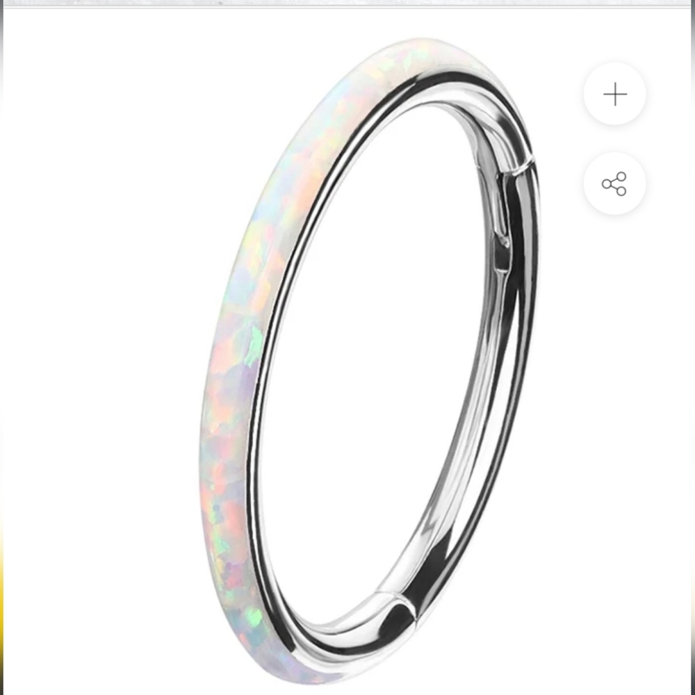 Opalite/ iridescent white shiny cartilage/ septum hoop nose ring/ earrings